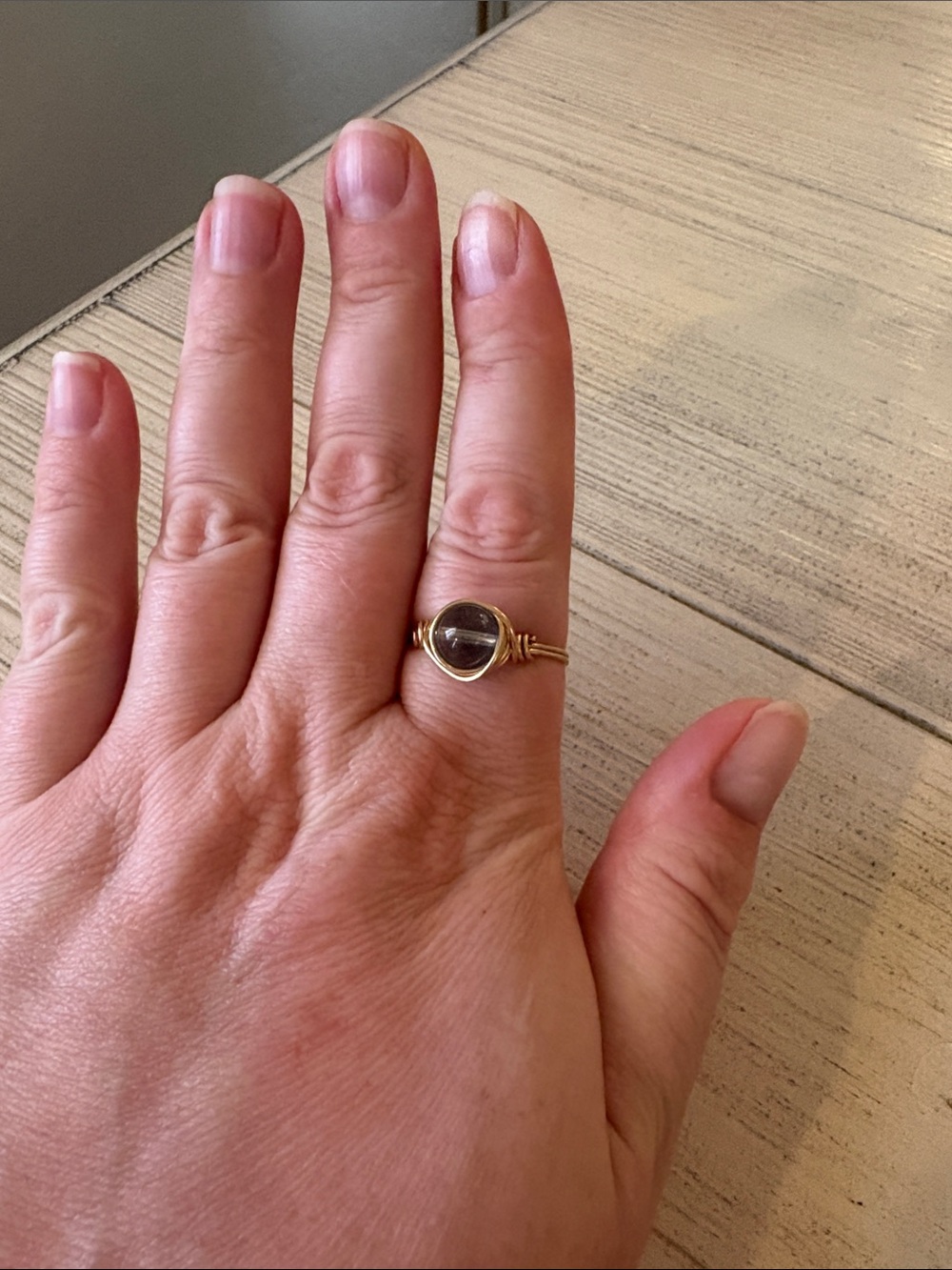 14K Gold Fill Handmade Wire-Wrap Ring with Fluorite | Size 12.5